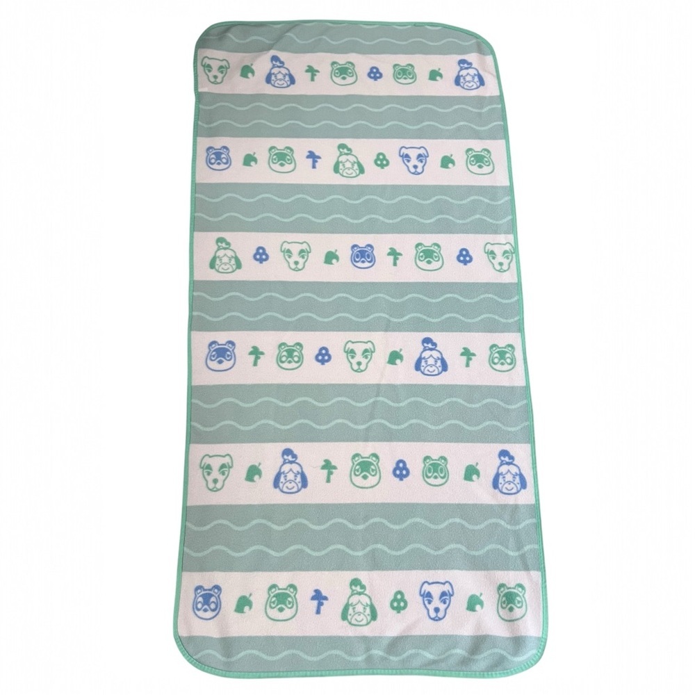 CultureFly Animal Crossing Fleece Throw Blanket Mint Green Stripe ACNH